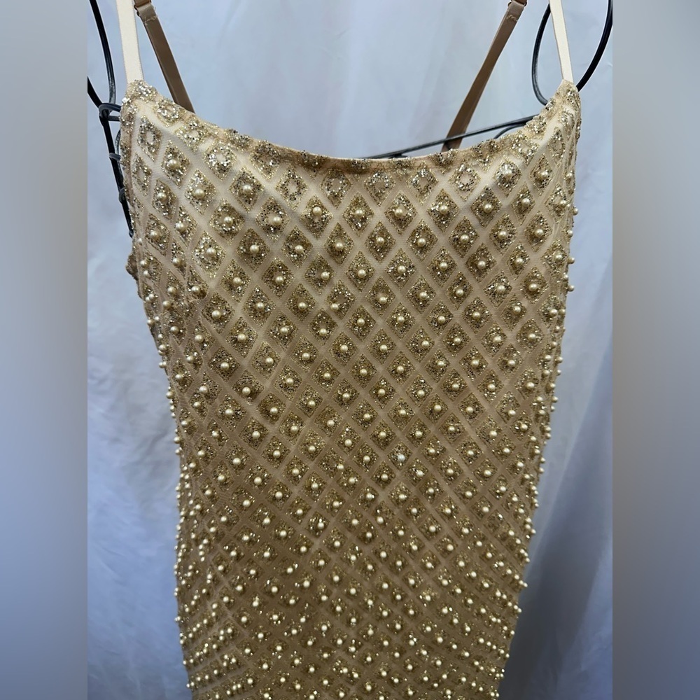 Forever 21 Gold pearl detail shift dress size L - Picture 7 of 10
